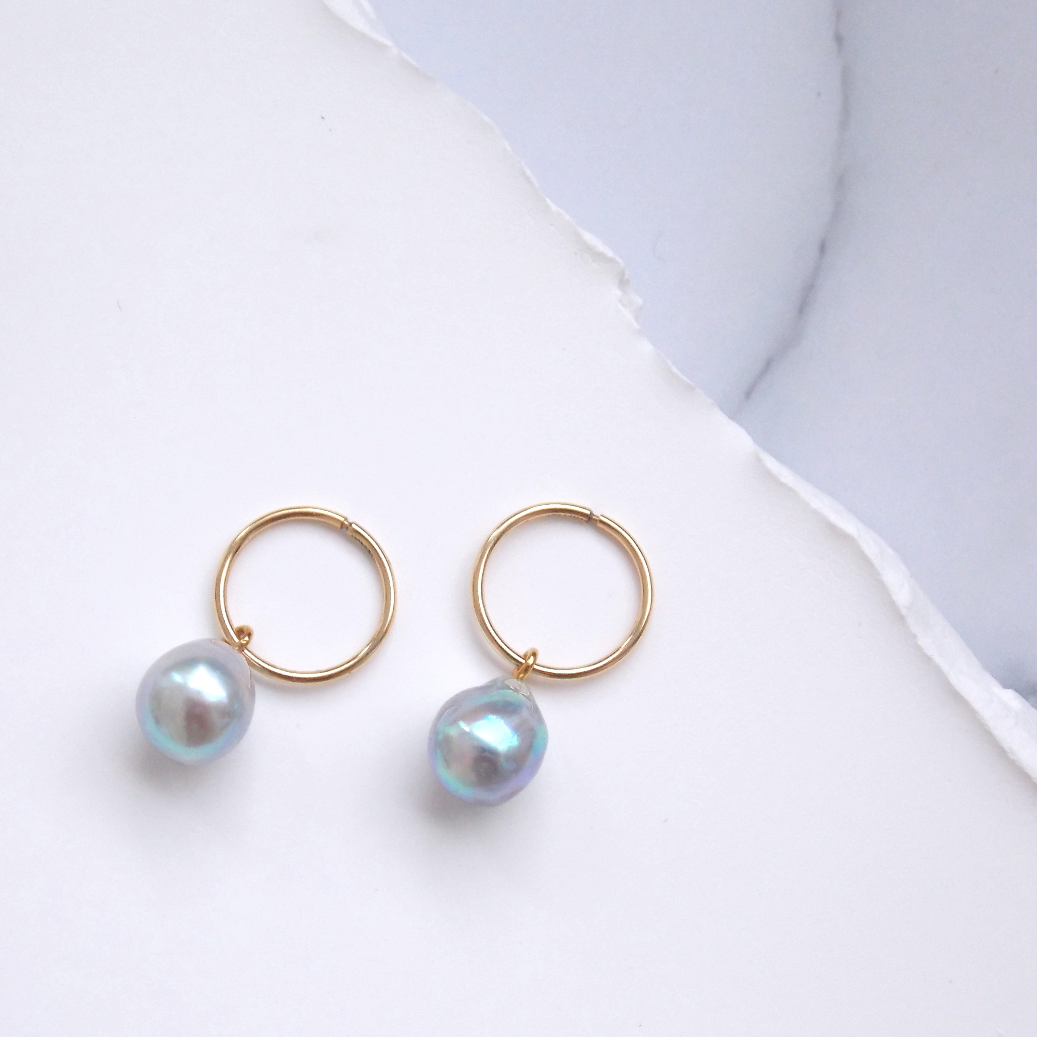 Natural Color Akoya Baroque Pearl Sleeper Earrings