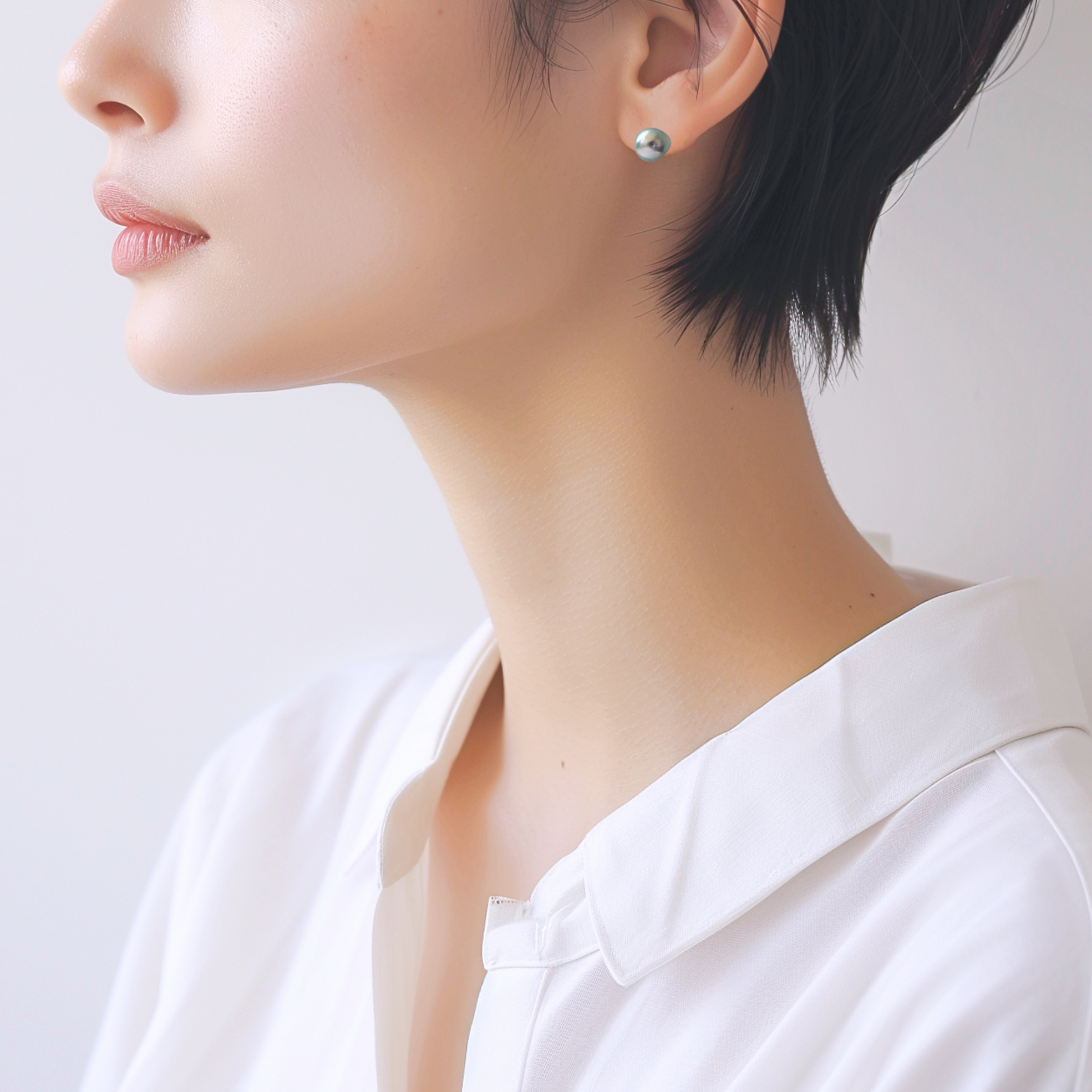 Natural Blue Akoya Baroque Pearl Studs