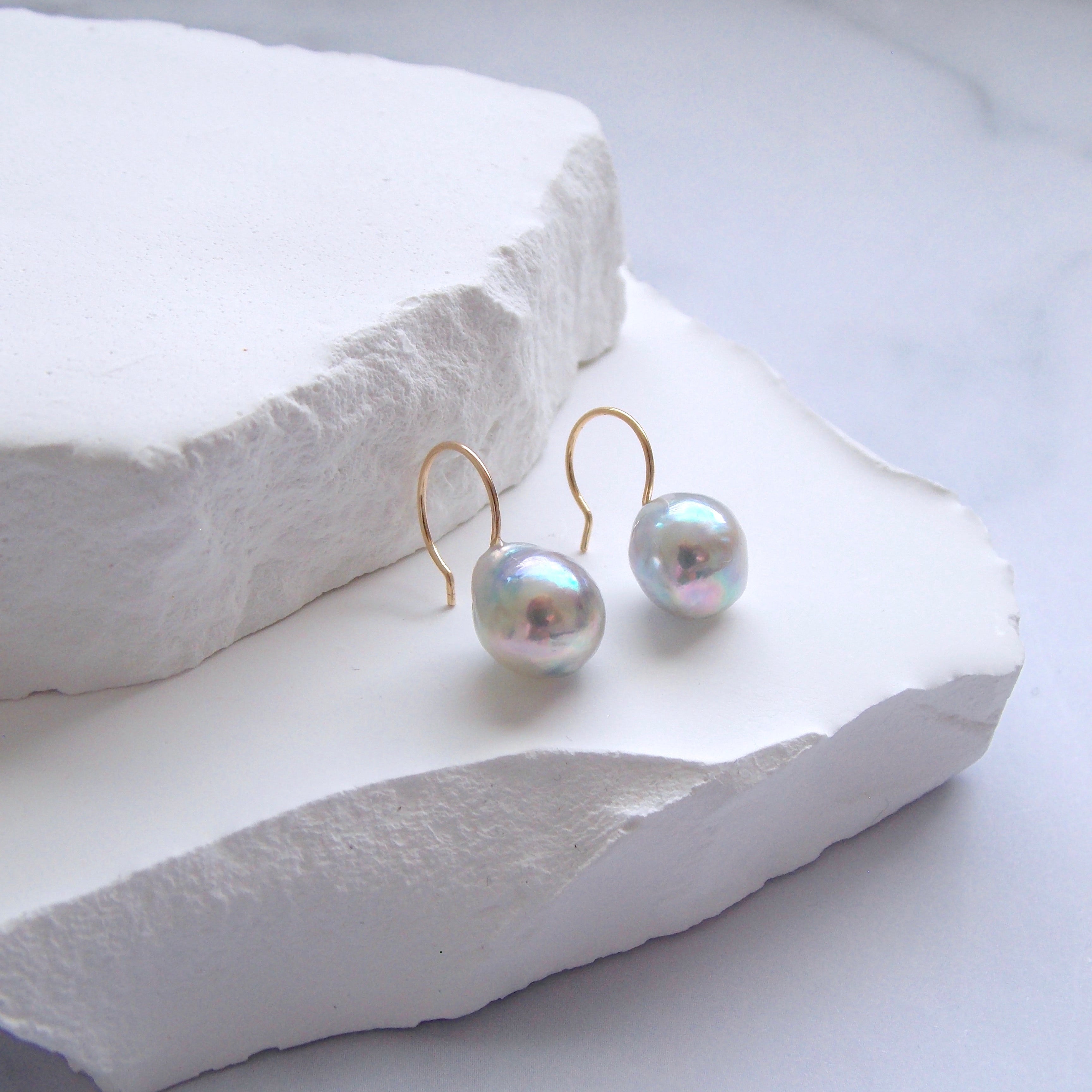 Natural Color Akoya Baroque Pearl Drop Earrings