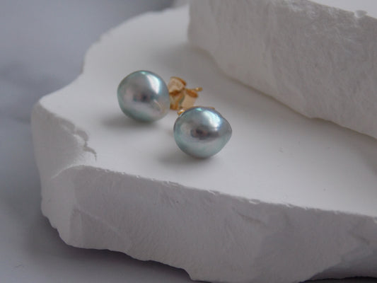 Natural Blue Akoya Pearl Studs