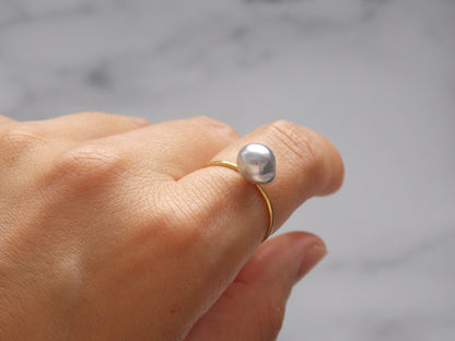 Natural Blue Akoya Ring