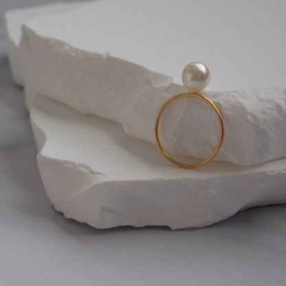 White Akoya Pearl Ring