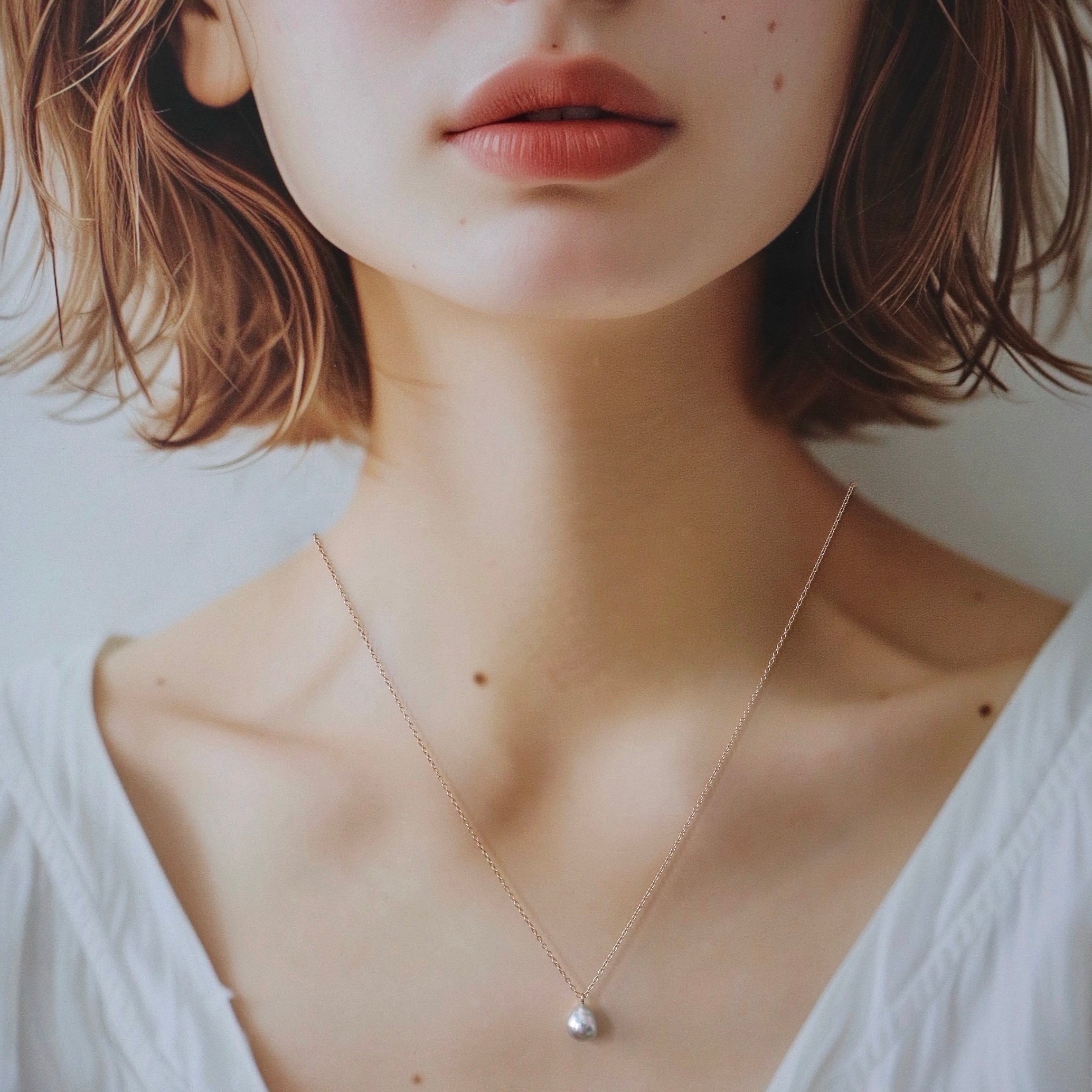 Natural Color Akoya Baroque Pearl Drop Necklace