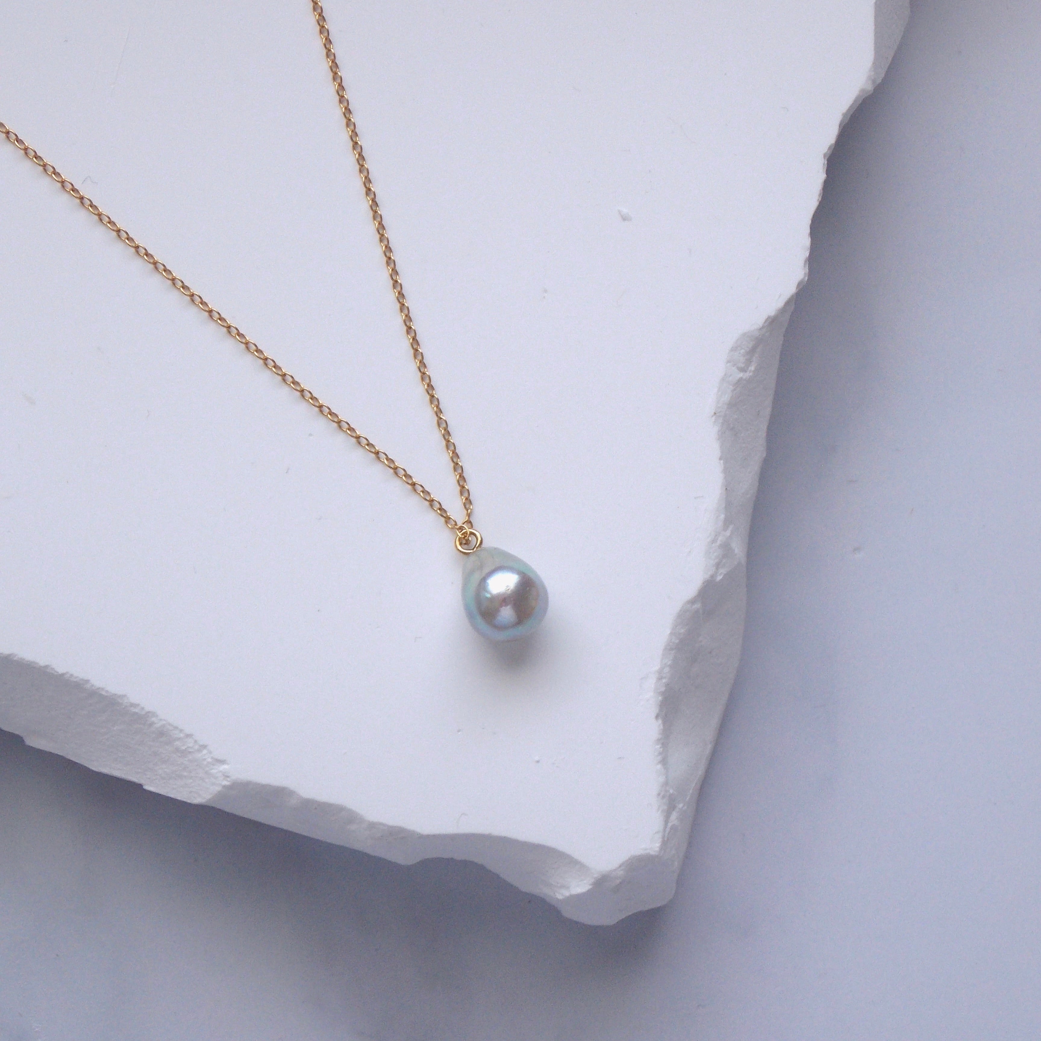 Natural Color Akoya Baroque Pearl Drop Necklace