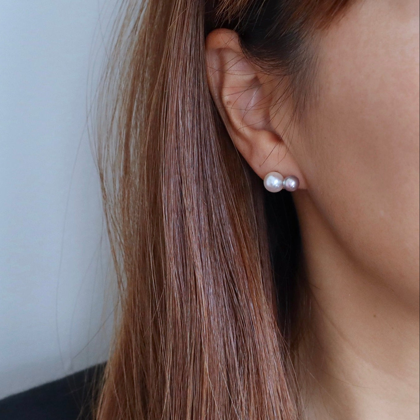 Akoya Baroque Pearl Studs - Blue x White