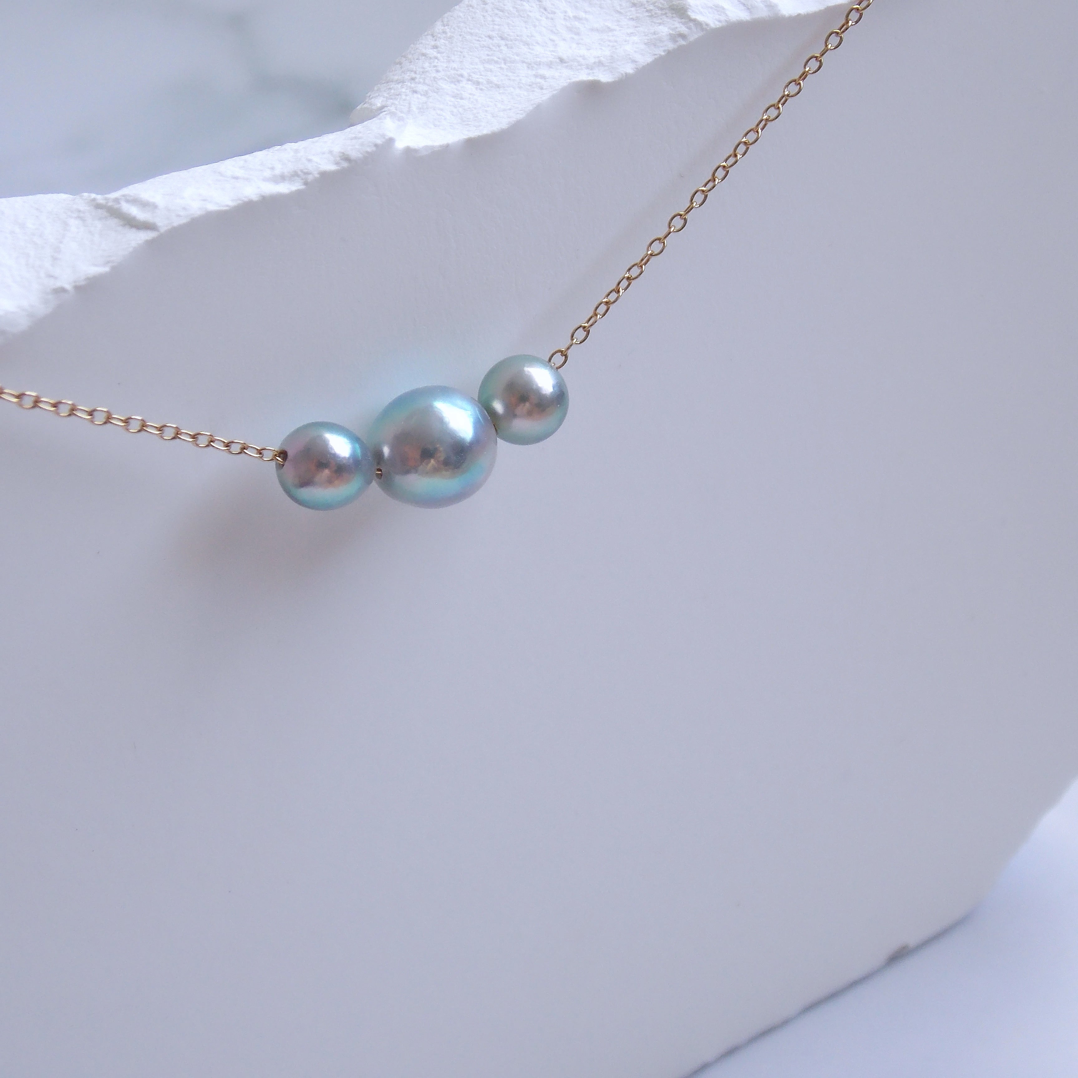 Natural Blue Akoya Baroque Pearl Necklace - Gina