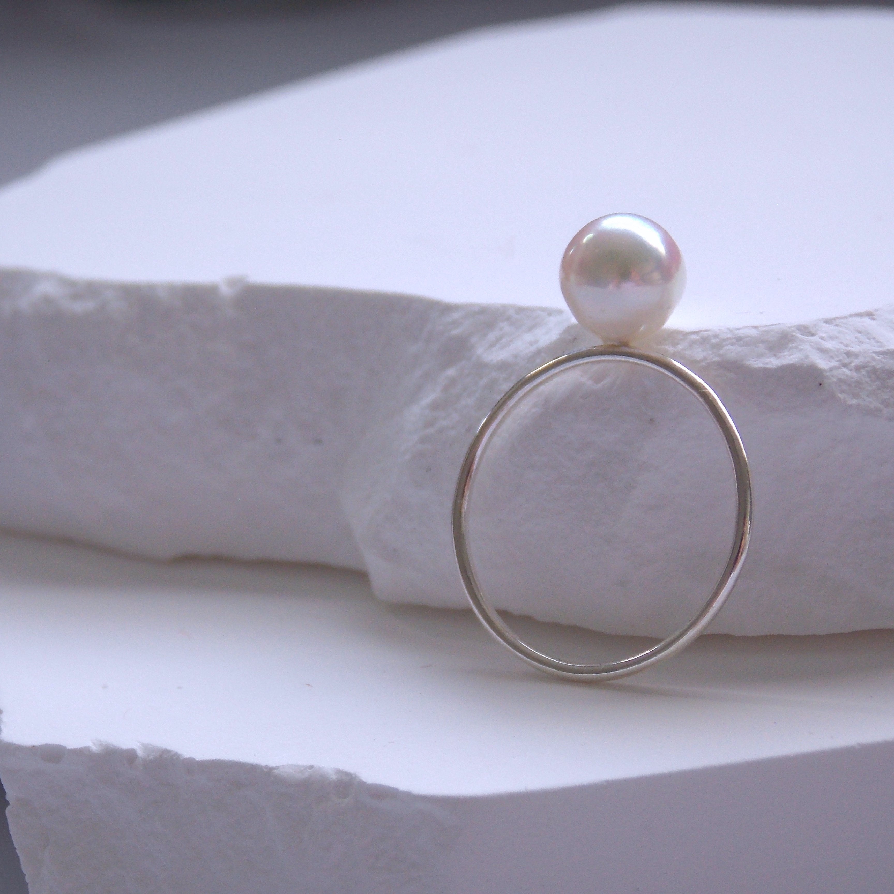 White Akoya Pearl Ring