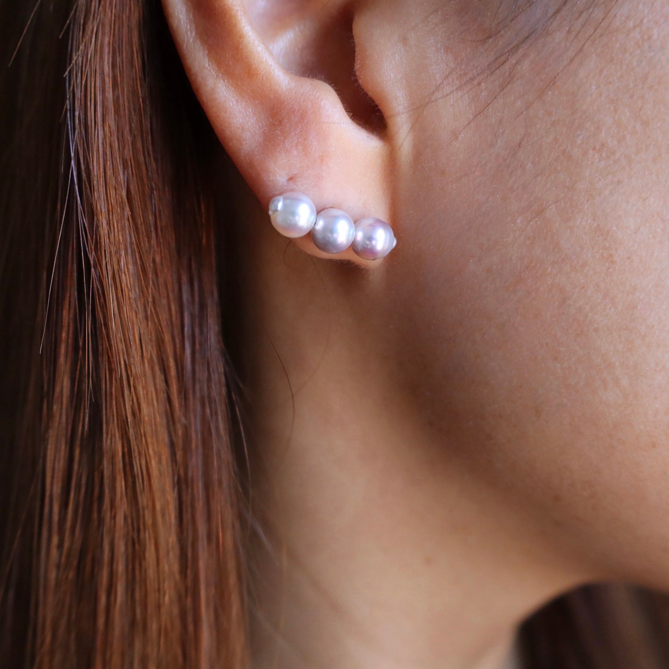 Natural Color Akoya Baroque Pearl Studs - The triplets