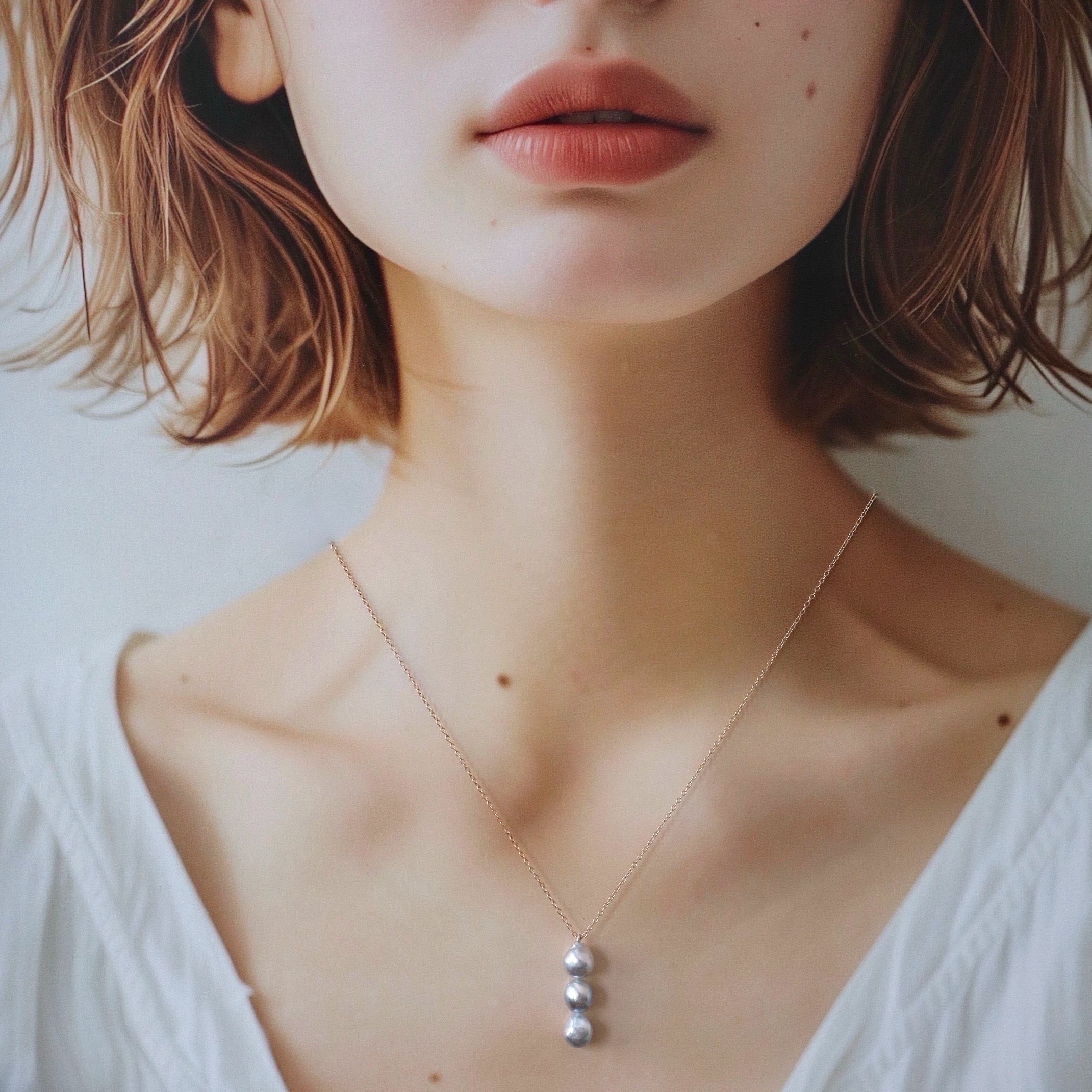 Natural Color Akoya Baroque Pearl Necklace (Triple)