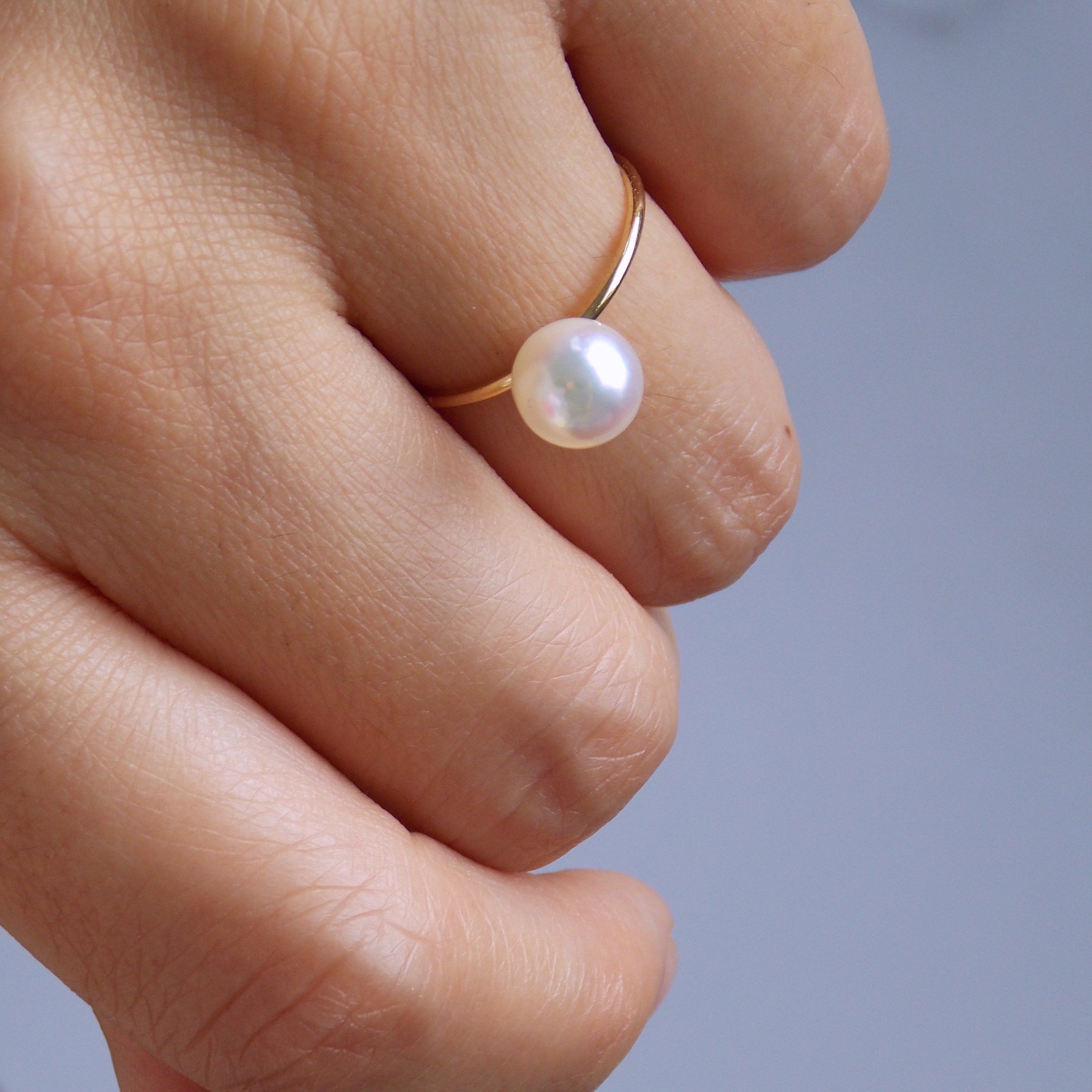 White Akoya Pearl Ring