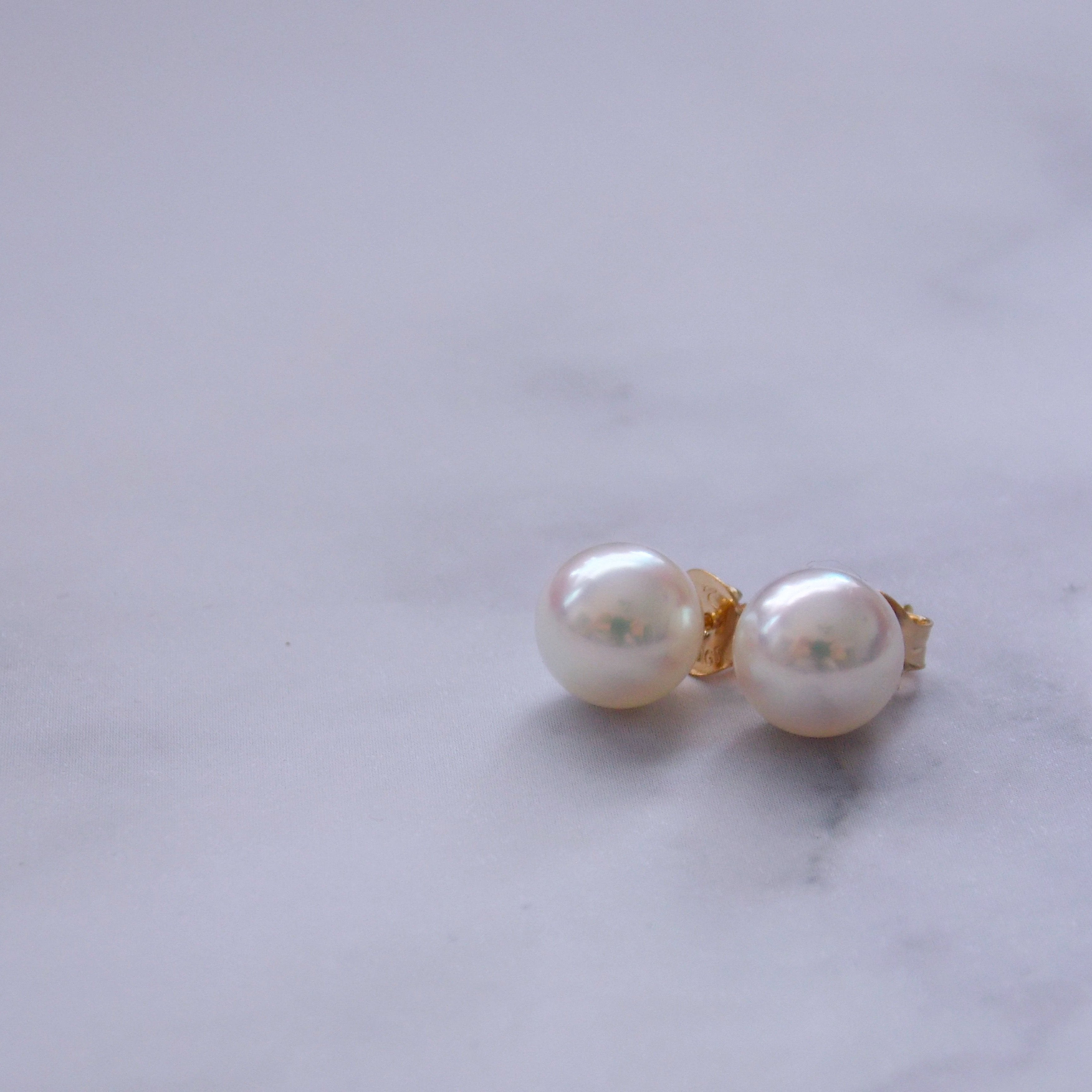 White Akoya Pearl Studs (14k Gold Filled)